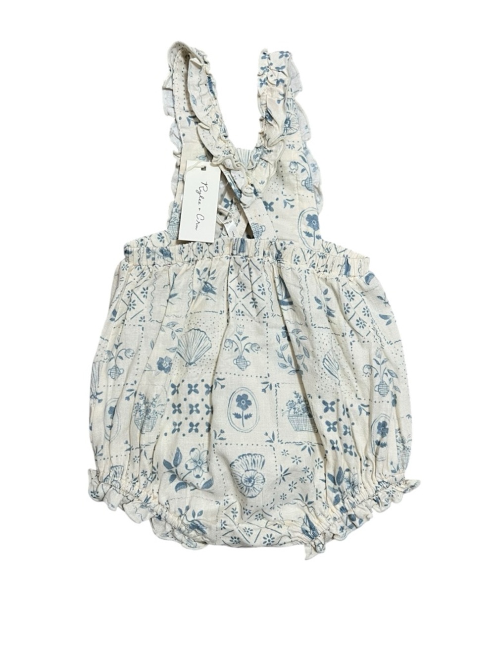 Rylee + Cru Cream and Blue chiara romper tile - Picture 2 of 4